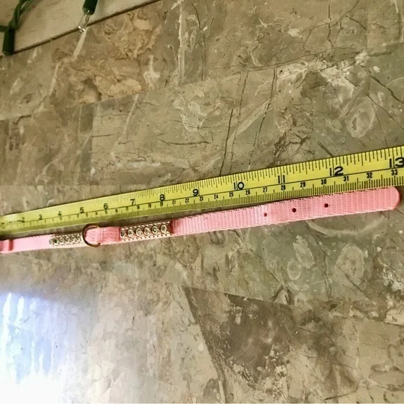 2PC SET Pet Collar and Leash Pink with Rhinestones - Picture 7 of 8